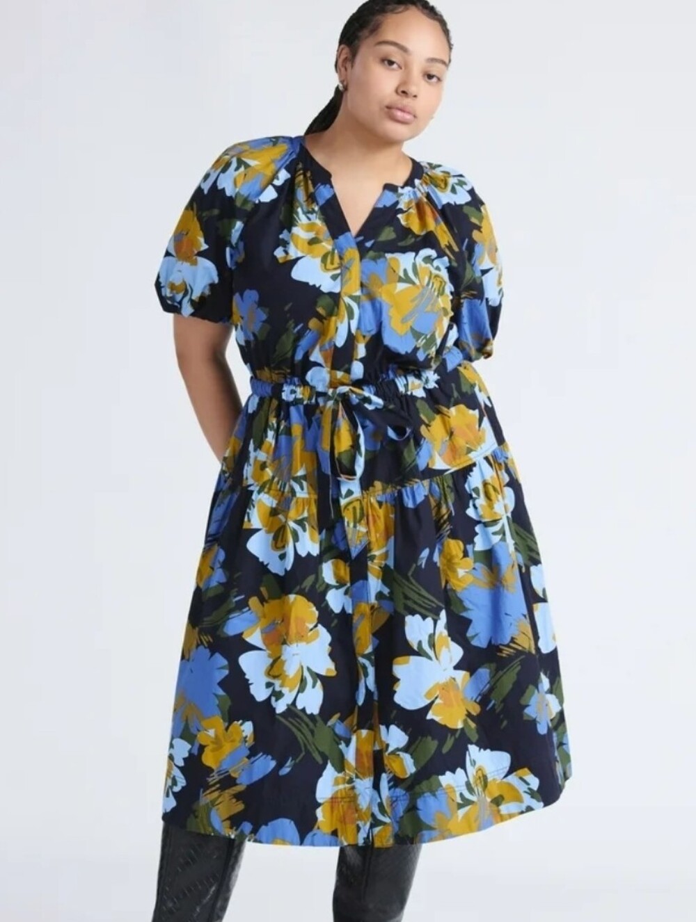 Free Assembly Cotron Floral Midi Dress Women XL XXL Cottagecore Work